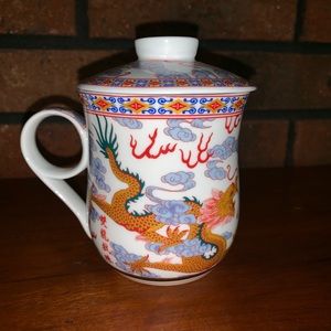 Vintage Porcelain Chinese Cup with painted dragons
